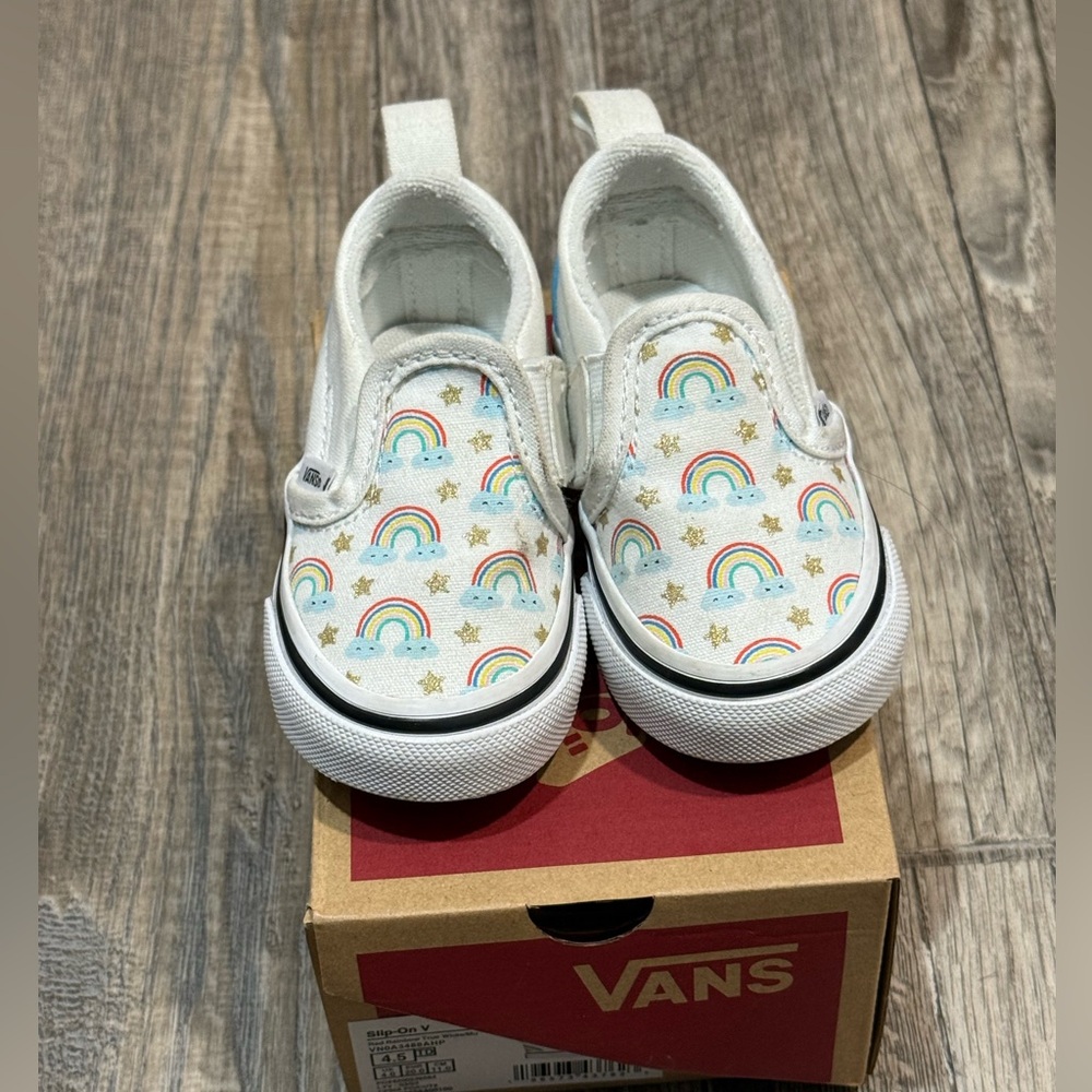 Vans Classic Canvas Slip-Ons Rad Rainbow Toddler Sz 4.5